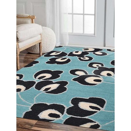 GLITZY RUGS 9 x 12 ft. Hand Tufted Wool Floral Rectangle Area RugBlue UBSK00718T0003A17
